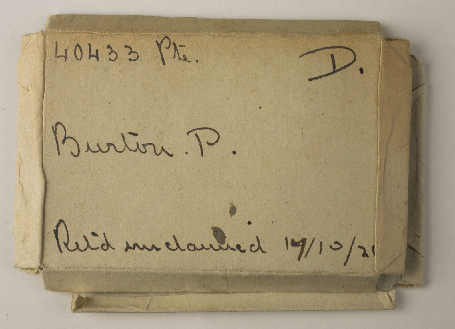 Box and individual packets that contained medals and ribbons for Private Percy Burton 40433