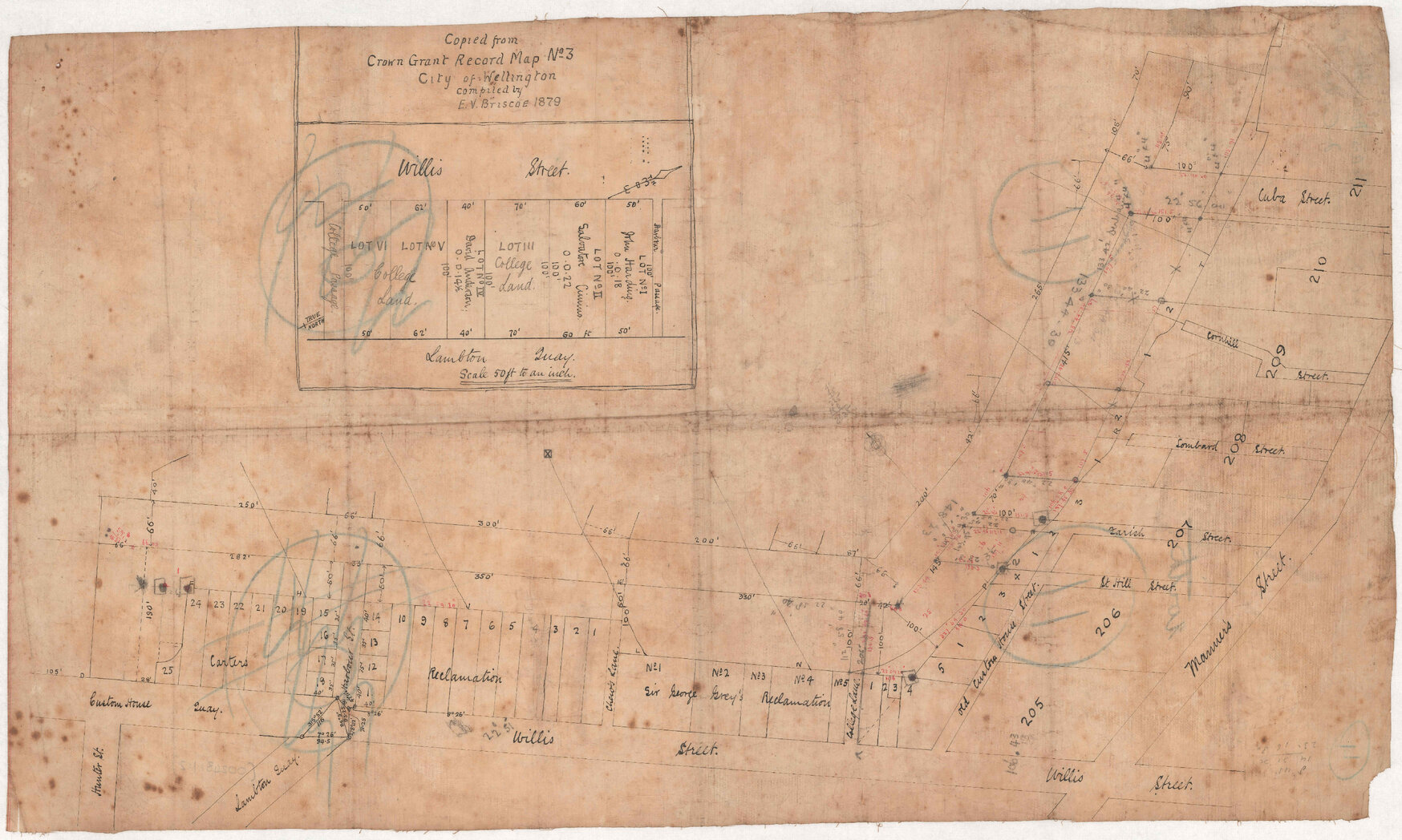 Te Aro Reclamation Contract 1, 1886, proposed layout of sections, sheet 2