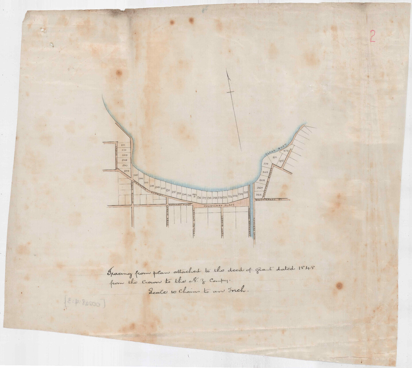 Te Aro reclaimed land, old plans of Te Aro Beach, sheet 2, [1848], 1887