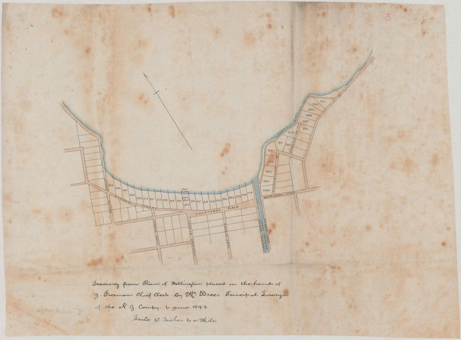 Te Aro reclaimed land, old plans of Te Aro Beach, sheet 3, [1843], 1887