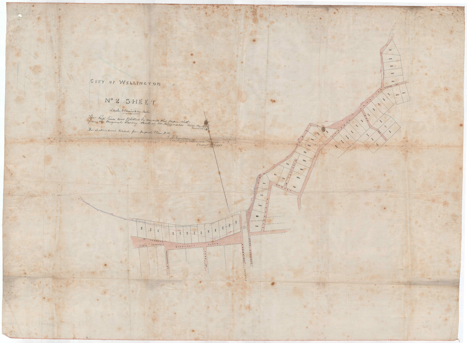 Te Aro reclaimed land, old plans of Te Aro Beach, sheet 5, [1851], 1887