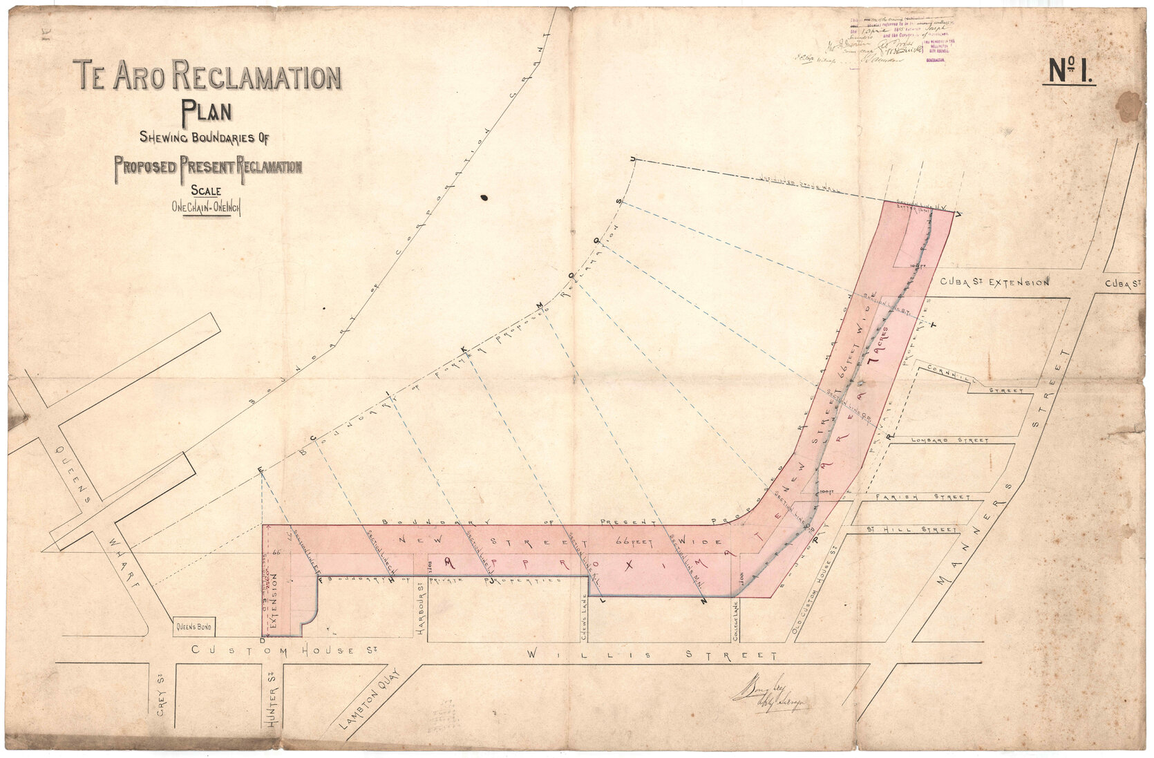 Te Aro reclamation, plan showing boundaries of proposed present reclamation