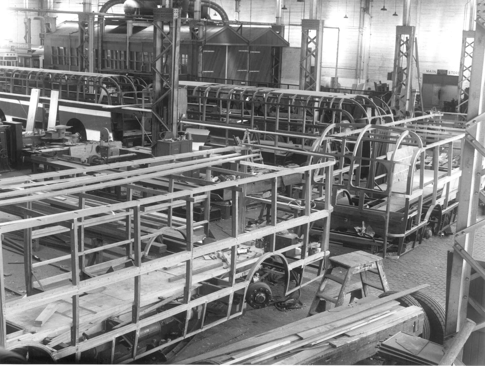 Bus frames under construction
