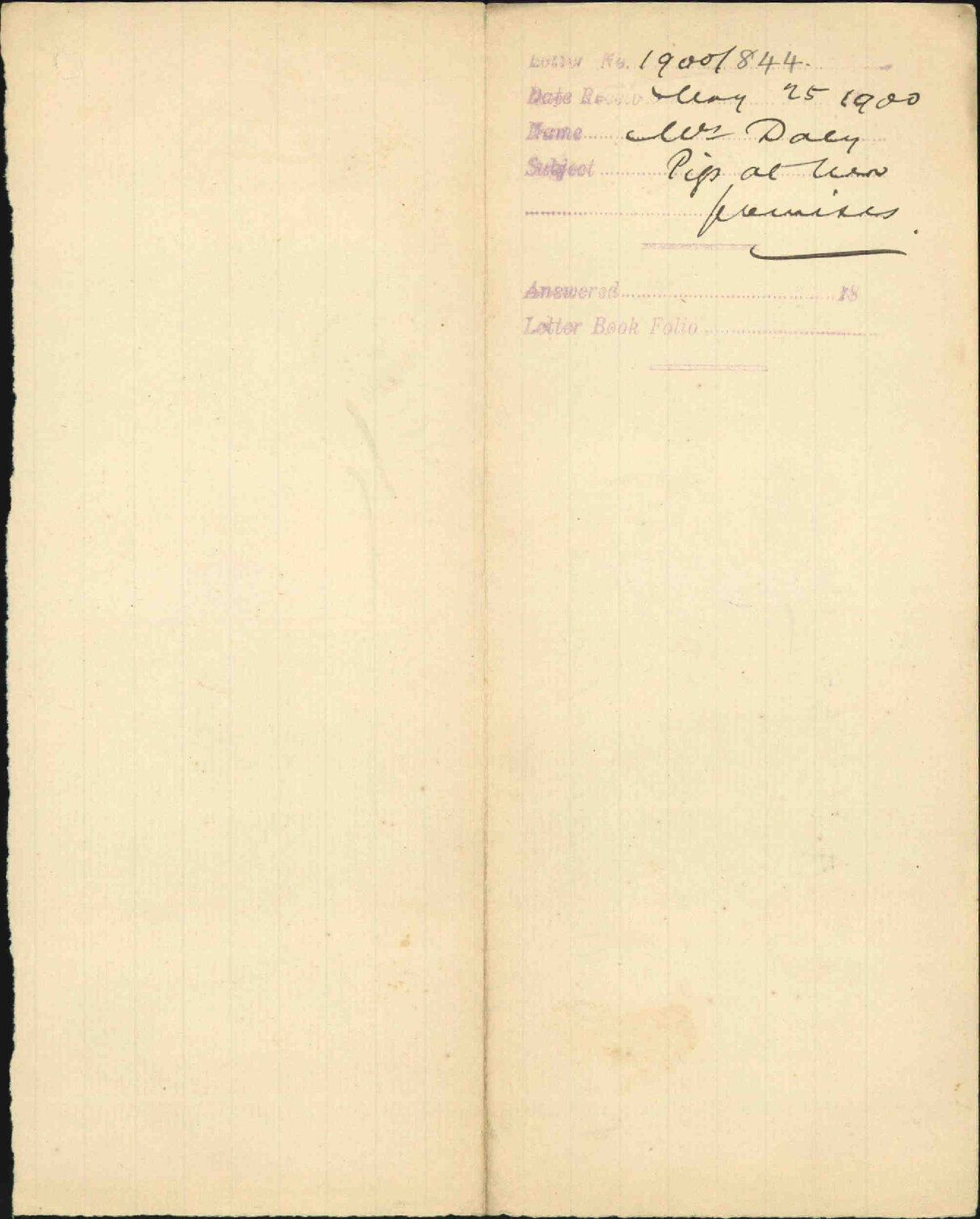 Pigs at her premises - Mrs Daly