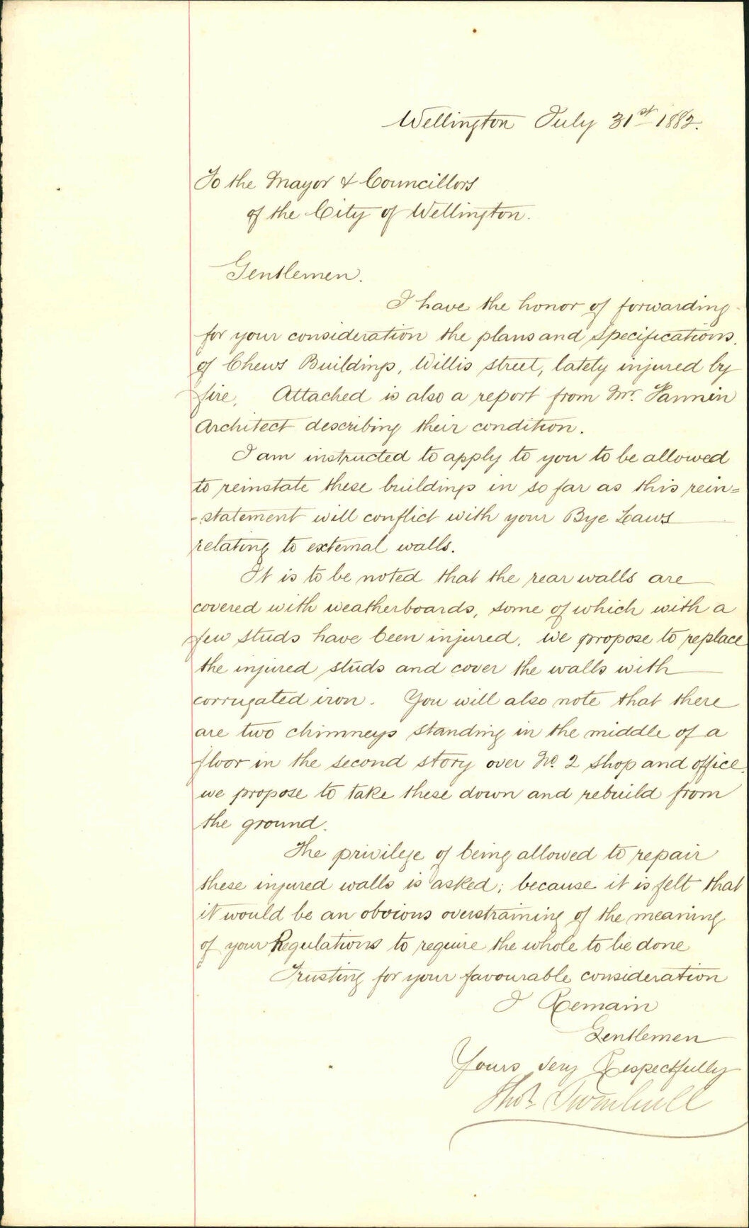 Application for relaxation of building regulations, Chews Building - Thomas Turnbull