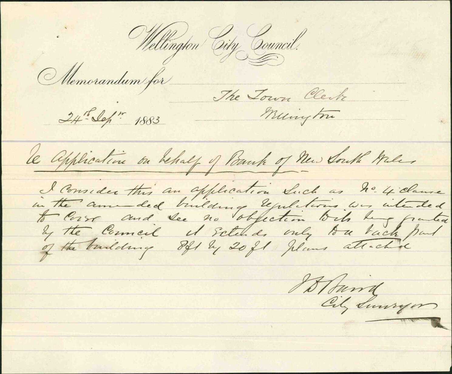 Application for relaxation in building regulations, old supreme court - Thomas Turnbull