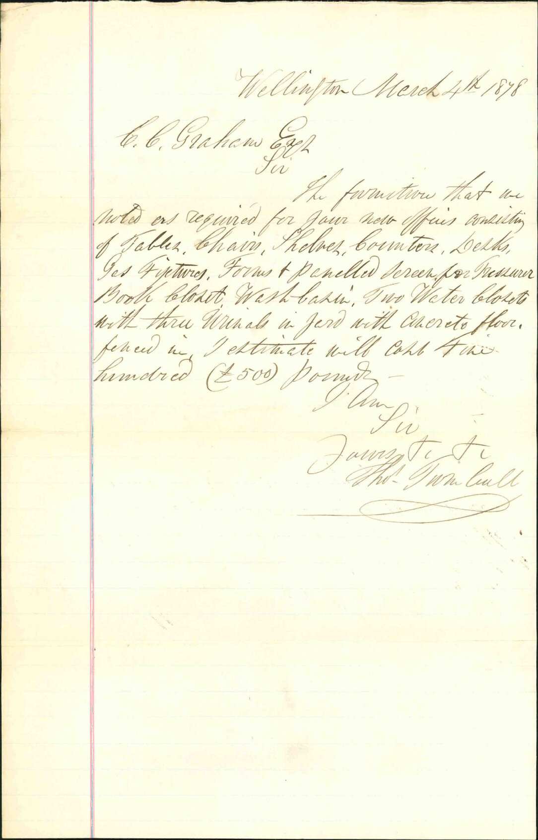 Re furniture for new office - Thomas Turnbull