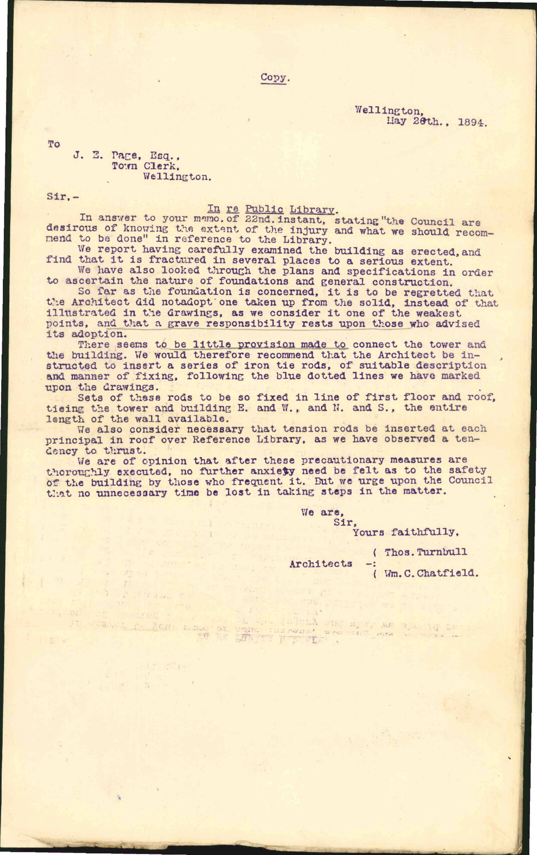 Further regarding Library - Thomas Turnbull and W C Chatfield