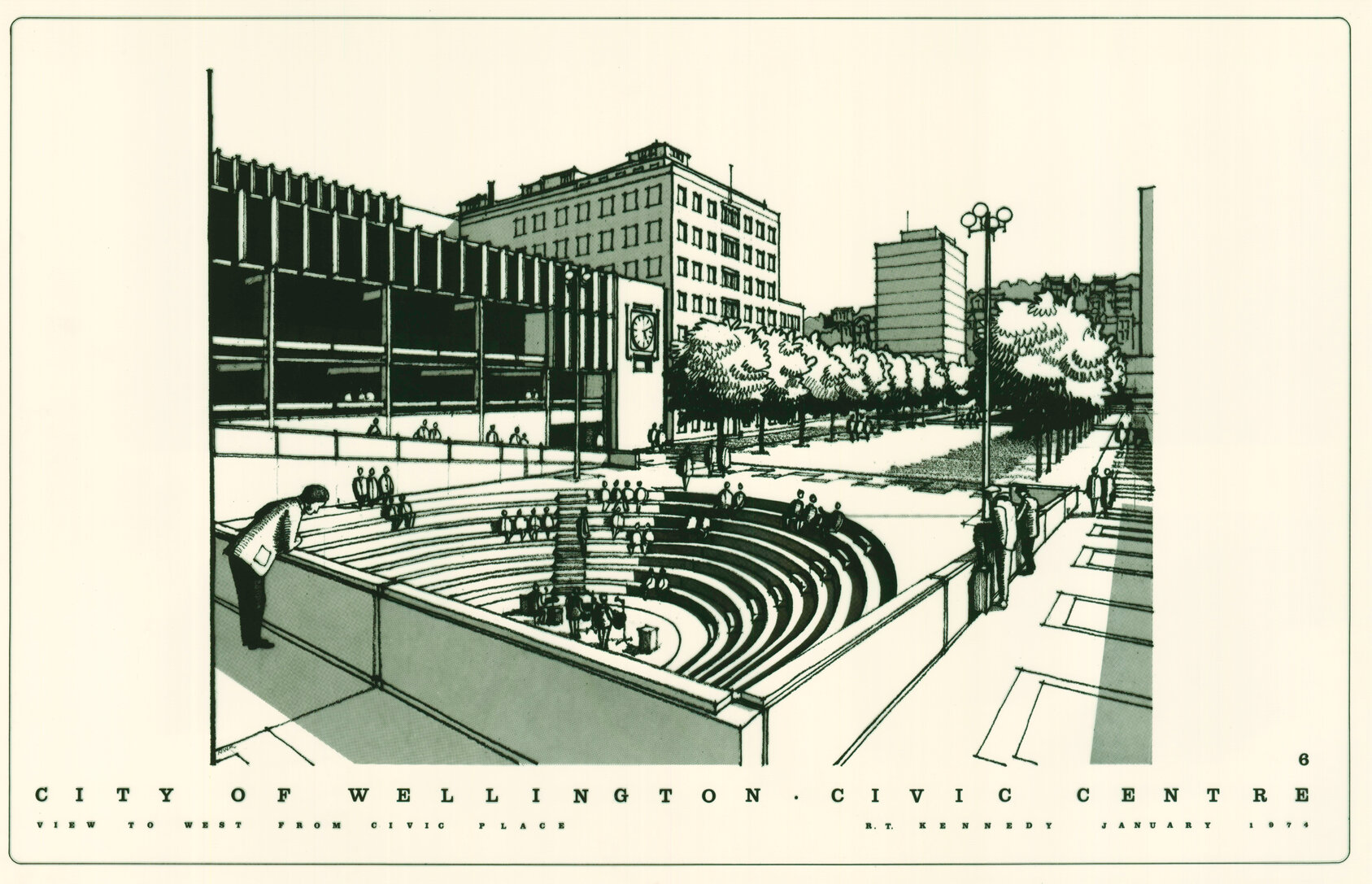 Civic Centre, plan 6, view to west from Civic Place