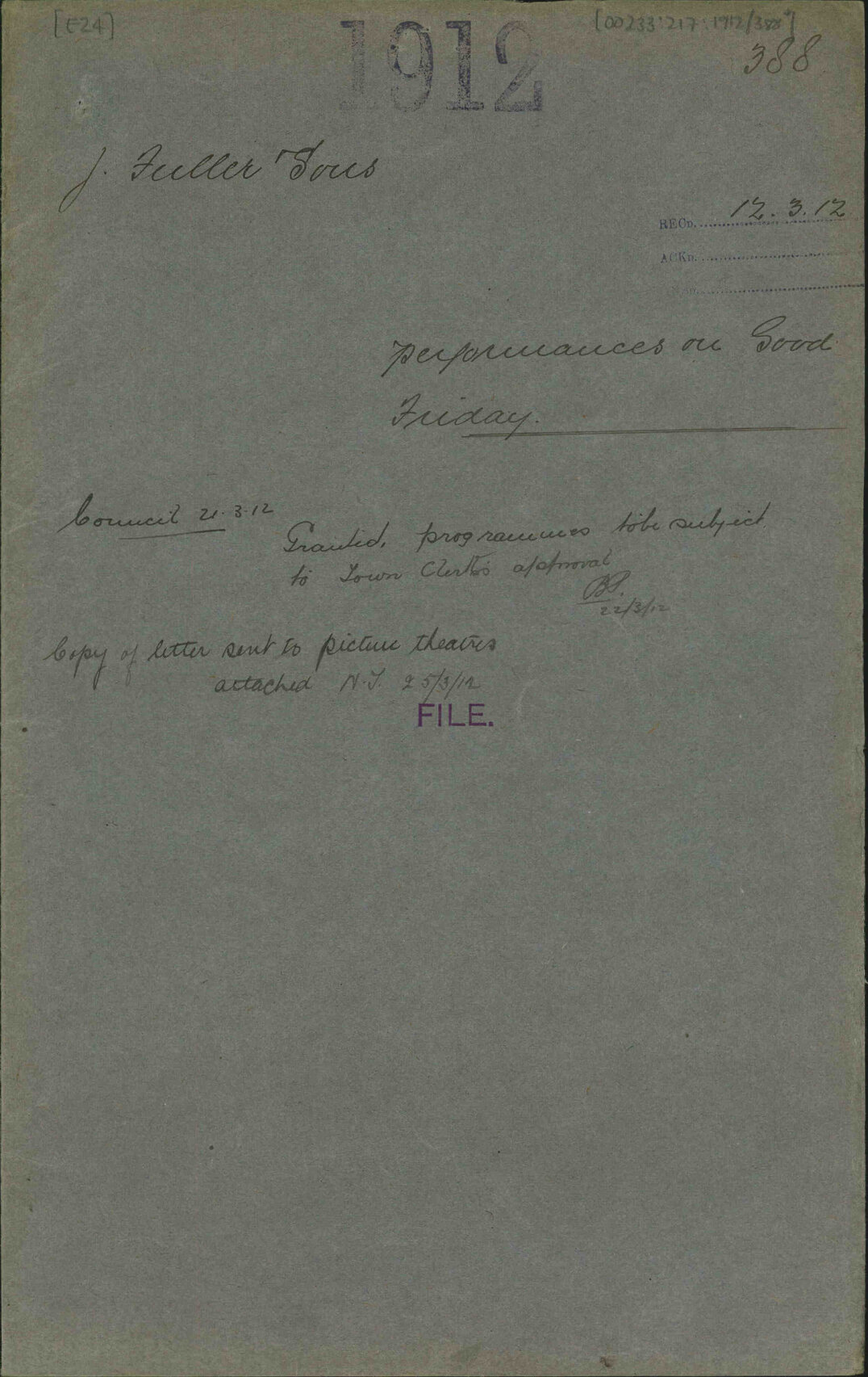 Performances on Good Friday - John Fuller and Sons