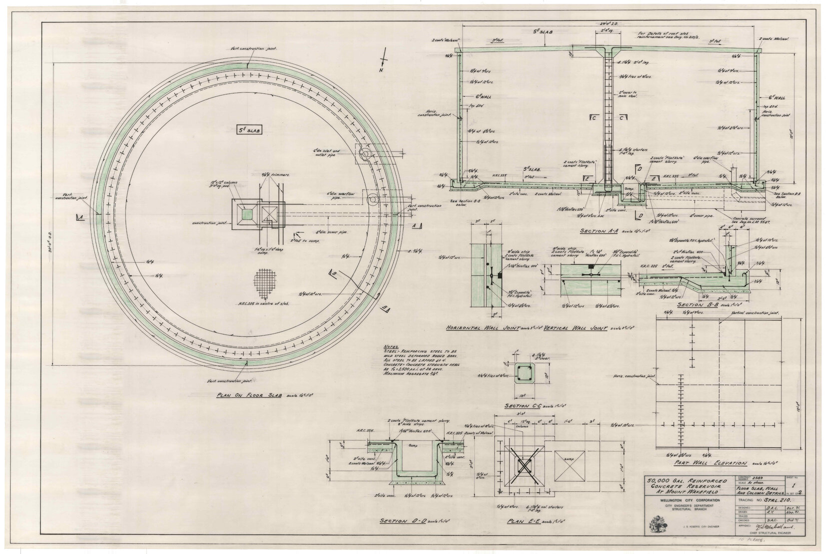 50,000 gallon reinforced concrete reservoir at Mount Wakefield