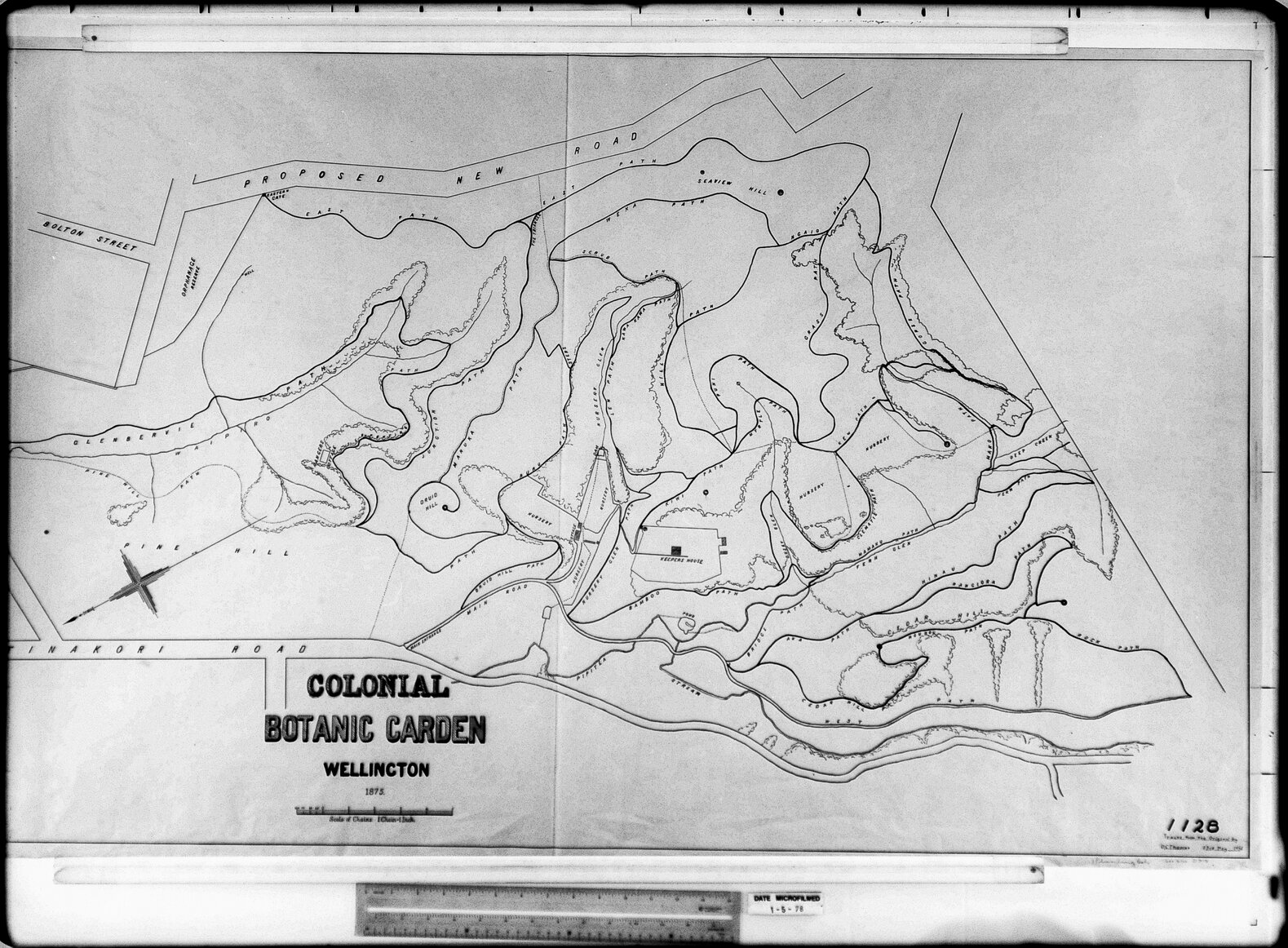 Large scale plan of Botanic Gardens with original paths and buildings