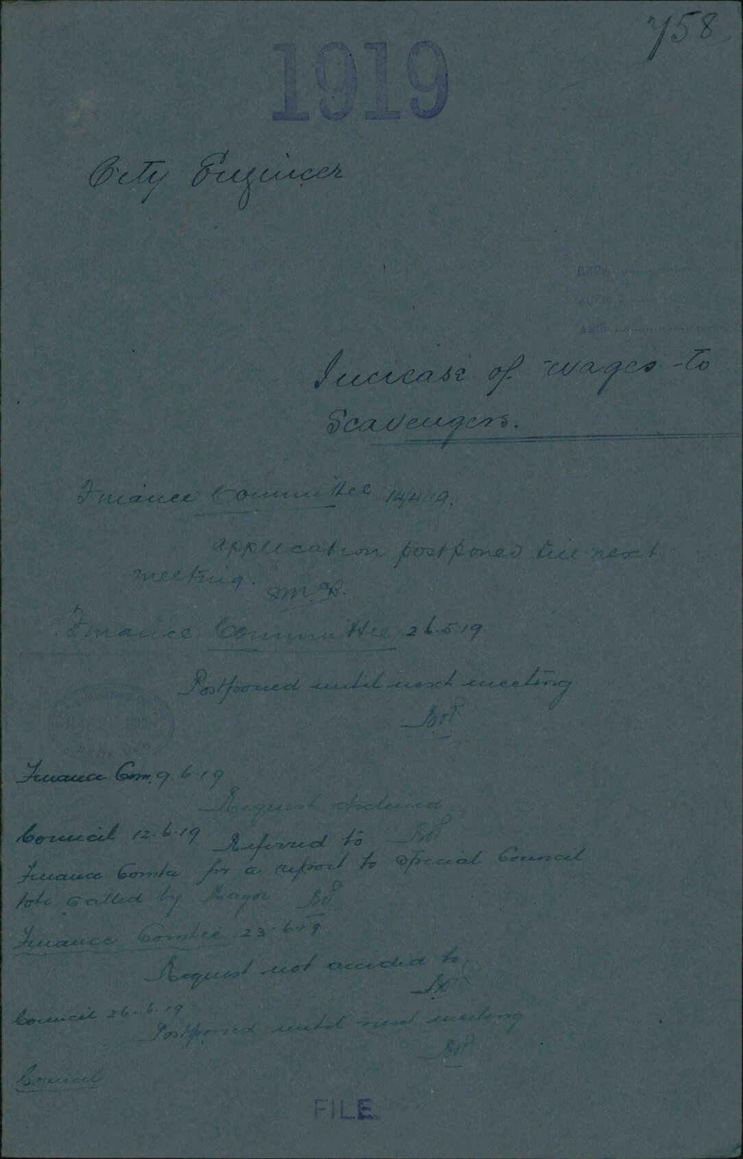 Increase of wages to Scavengers - City Engineer