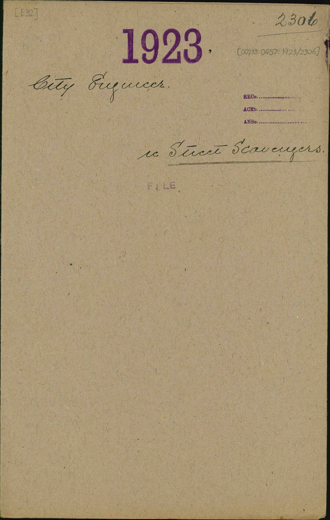 Re street scavengers - City Engineer