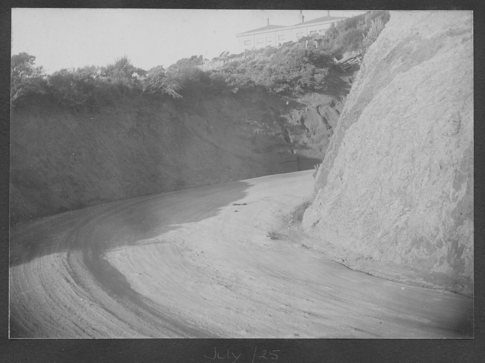 Cut away banks as a result of road improvements on Carlton Gore Road.