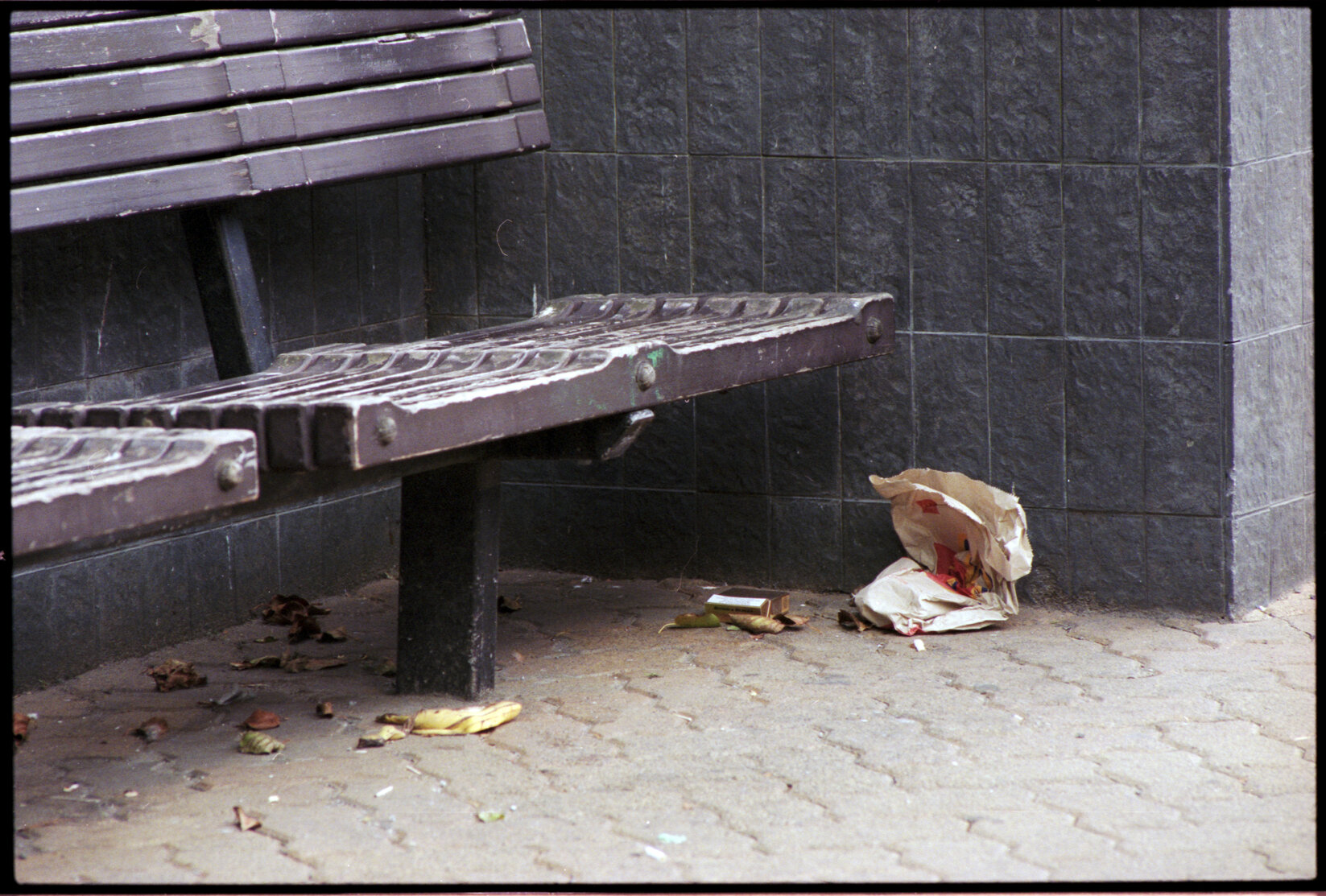 Rubbish by bench