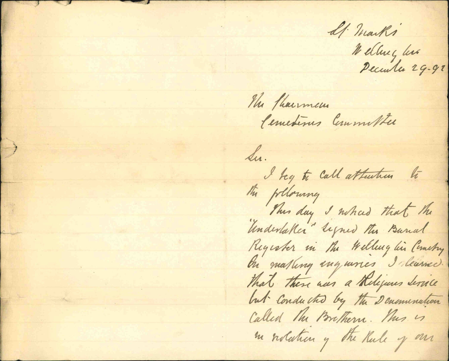 Cemetery - Reverend R Coffey