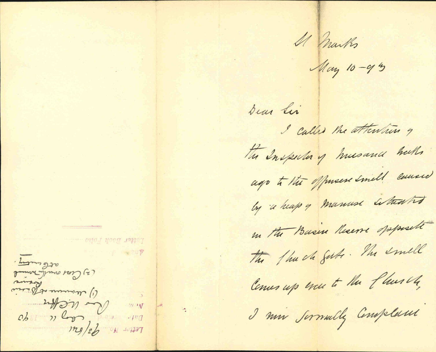 (1) Manure at Basin Reserve, (2) Cross over the urinal at cemetery - Reverend R Coffey
