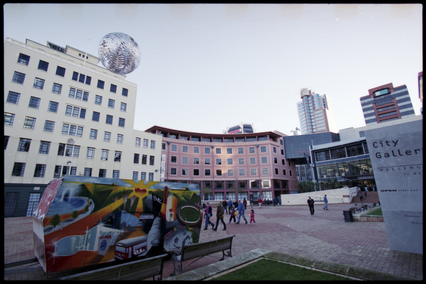 Caravans with graffiti in Civic Square