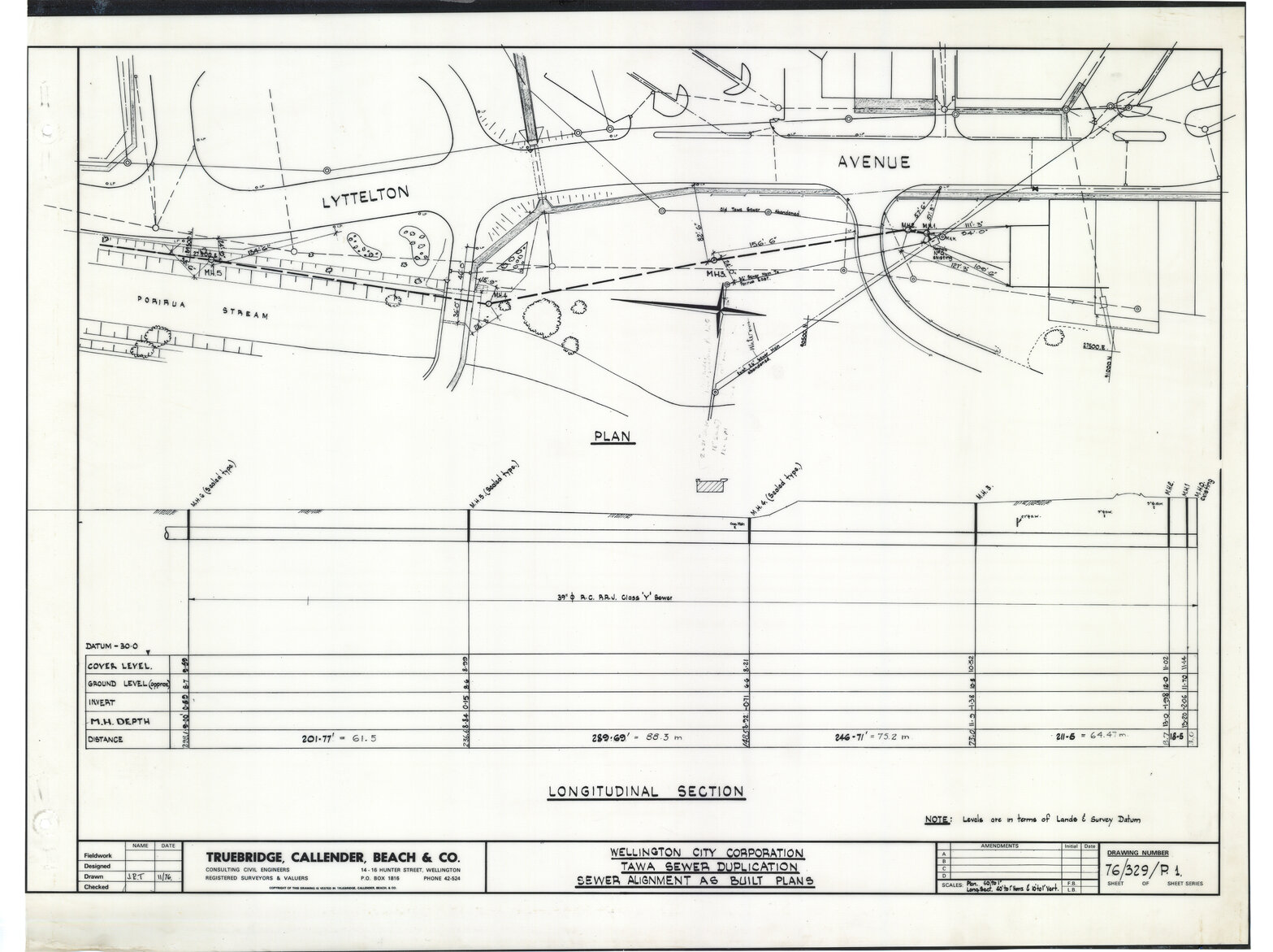 WCC Tawa Sewer Duplication, sewer alignment as built plans