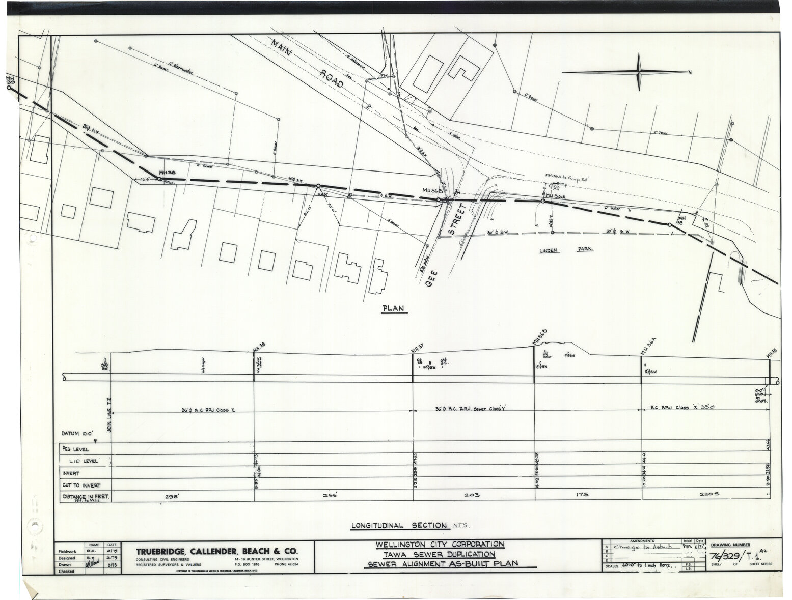 WCC Tawa Sewer Duplication, sewer alignment as built plans