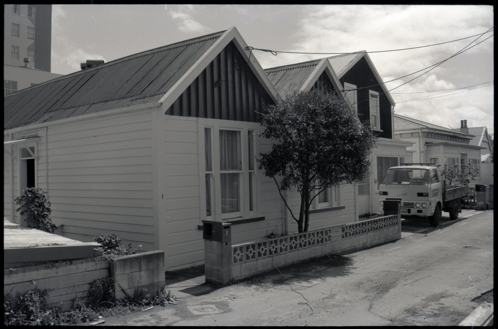 No 1, 3, 5 and 7 Evelyn Place: houses and yards