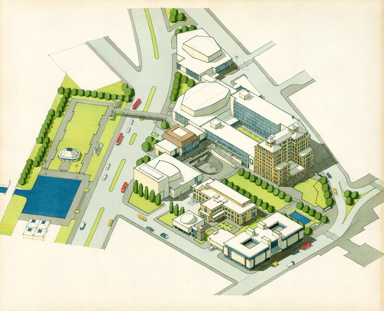 Civic Centre, elevated view from north