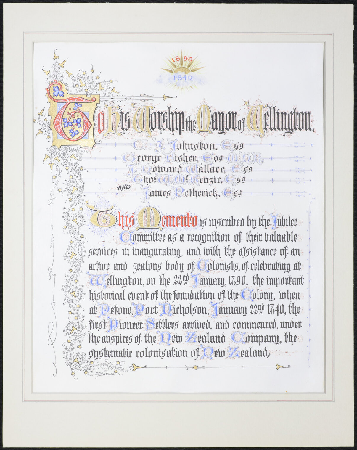 Illuminated address to George Fisher, Mayor, and others, from the Jubilee Committee (by William Bock)