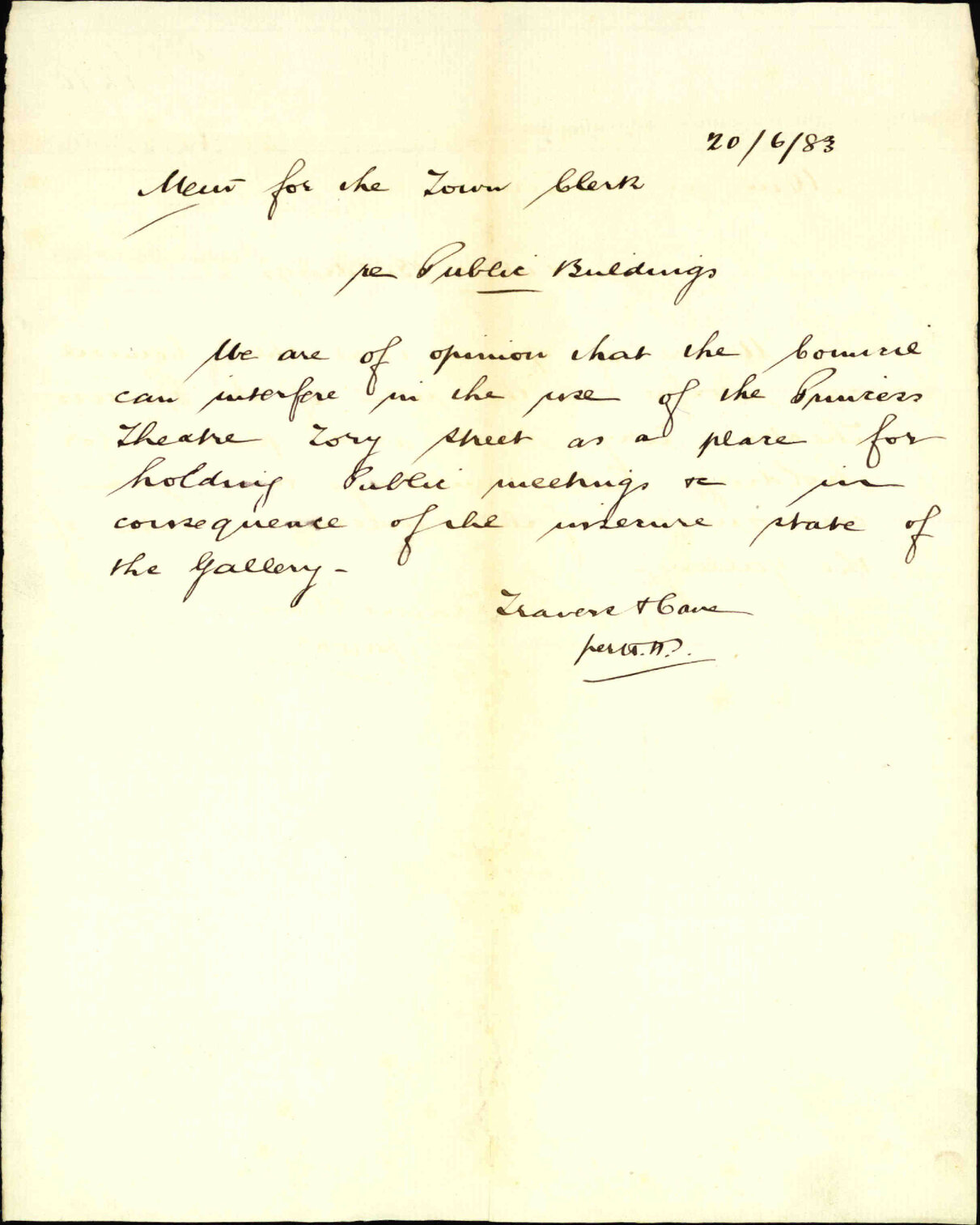 Princess Theatre and regulations in public buildings - City Solicitor