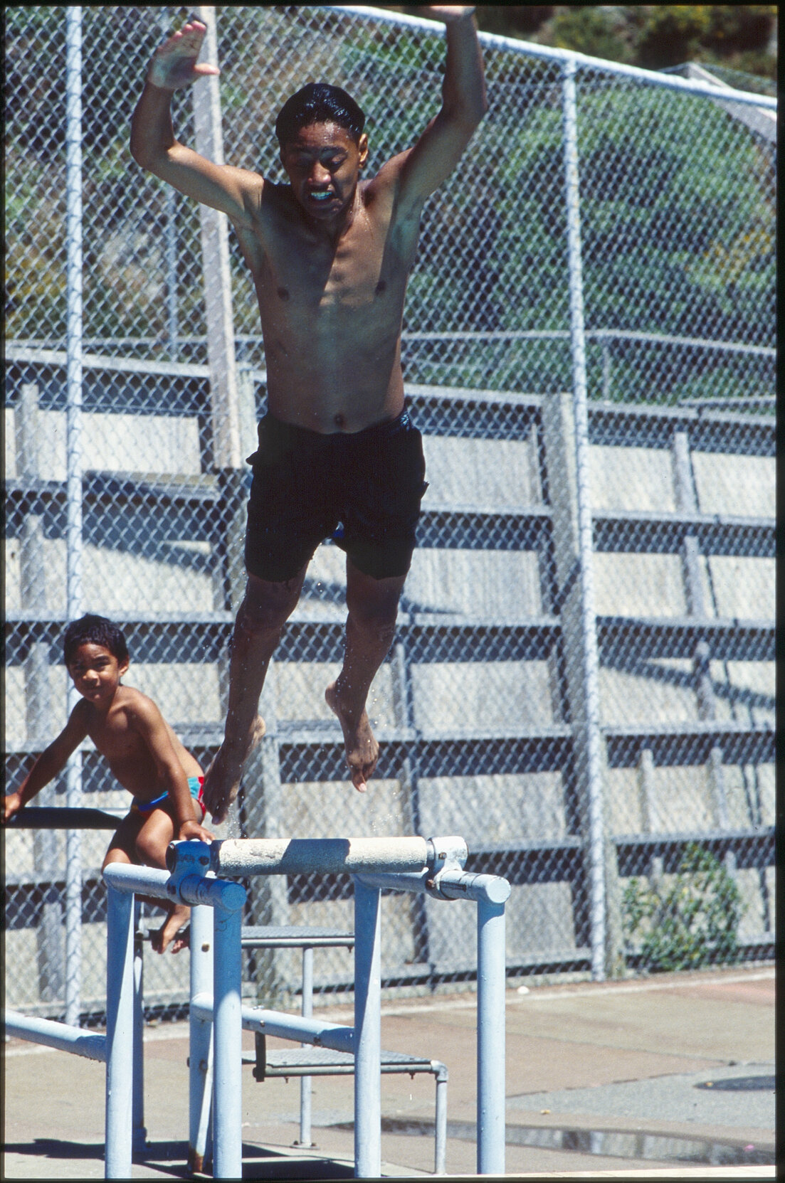 Wellington East Girls College swimming pool, children playing