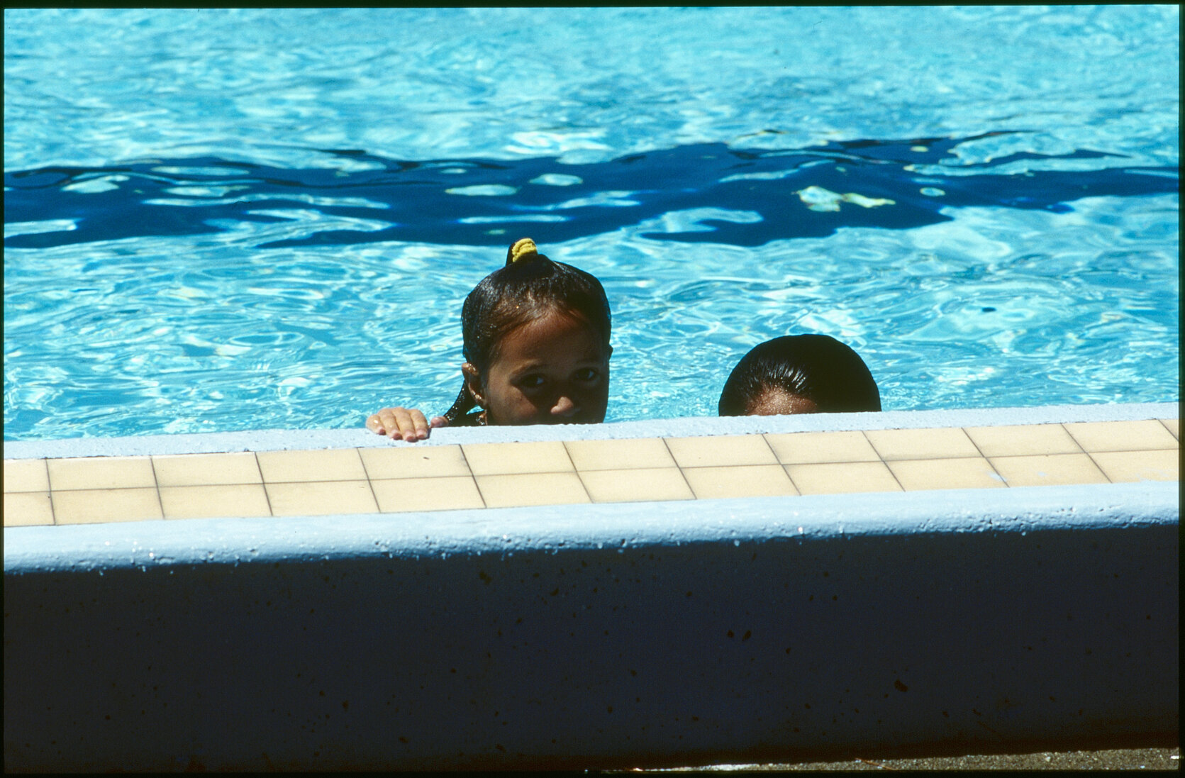 Wellington East Girls College swimming pool, children playing