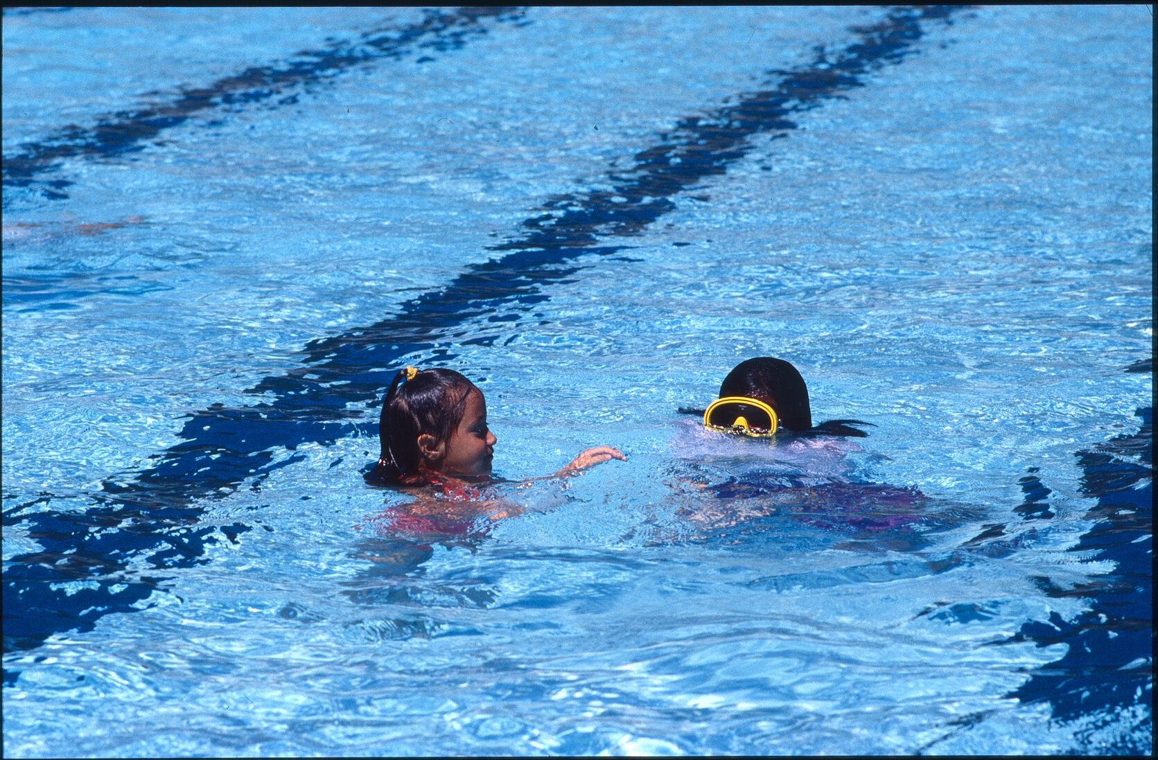 Wellington East Girls College swimming pool, children playing