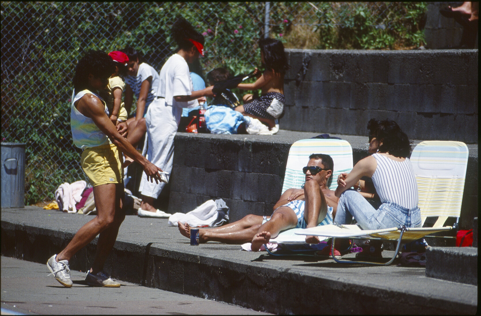 Wellington East Girls College swimming pool, children playing