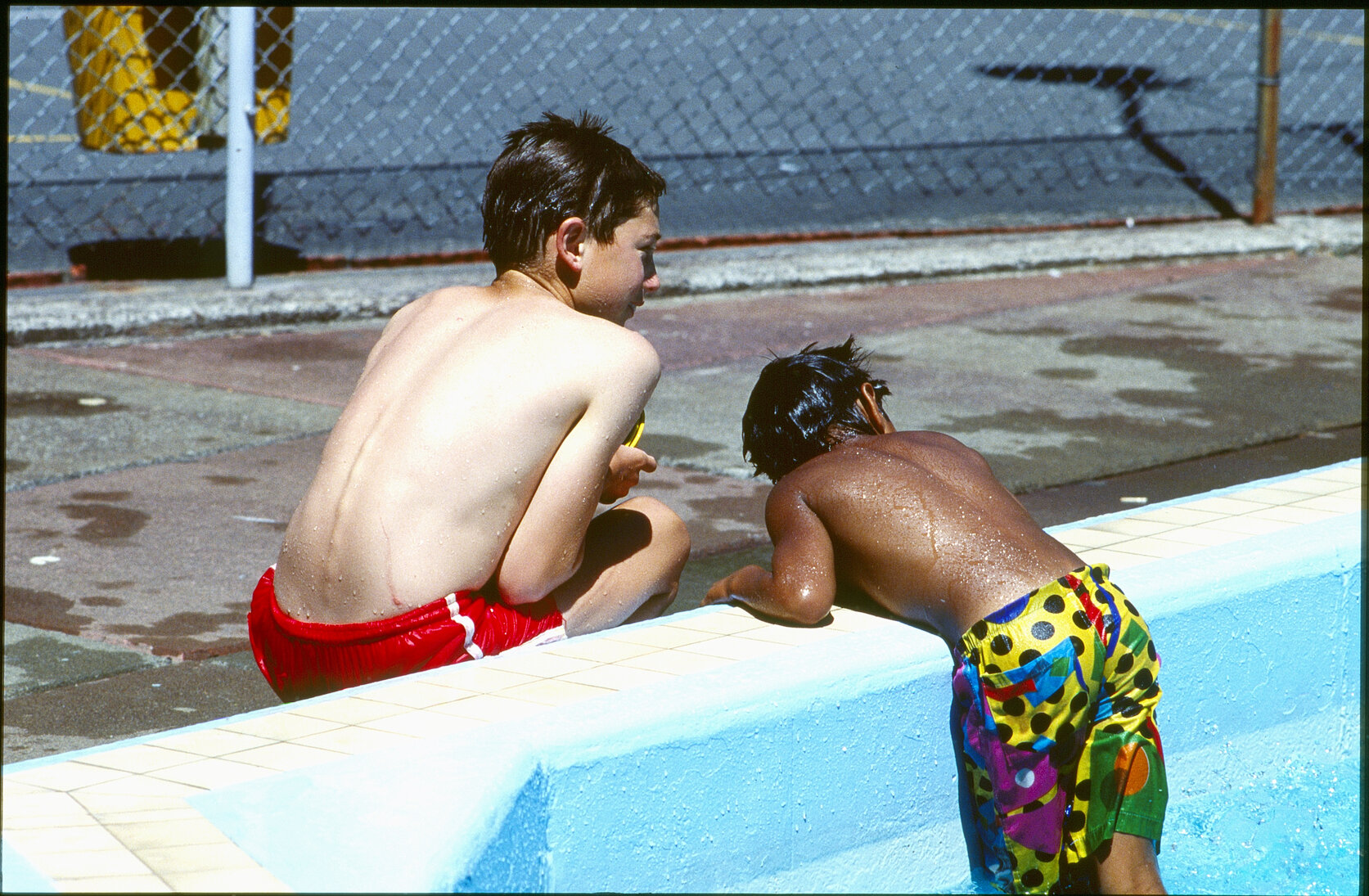 Wellington East Girls College swimming pool, children playing