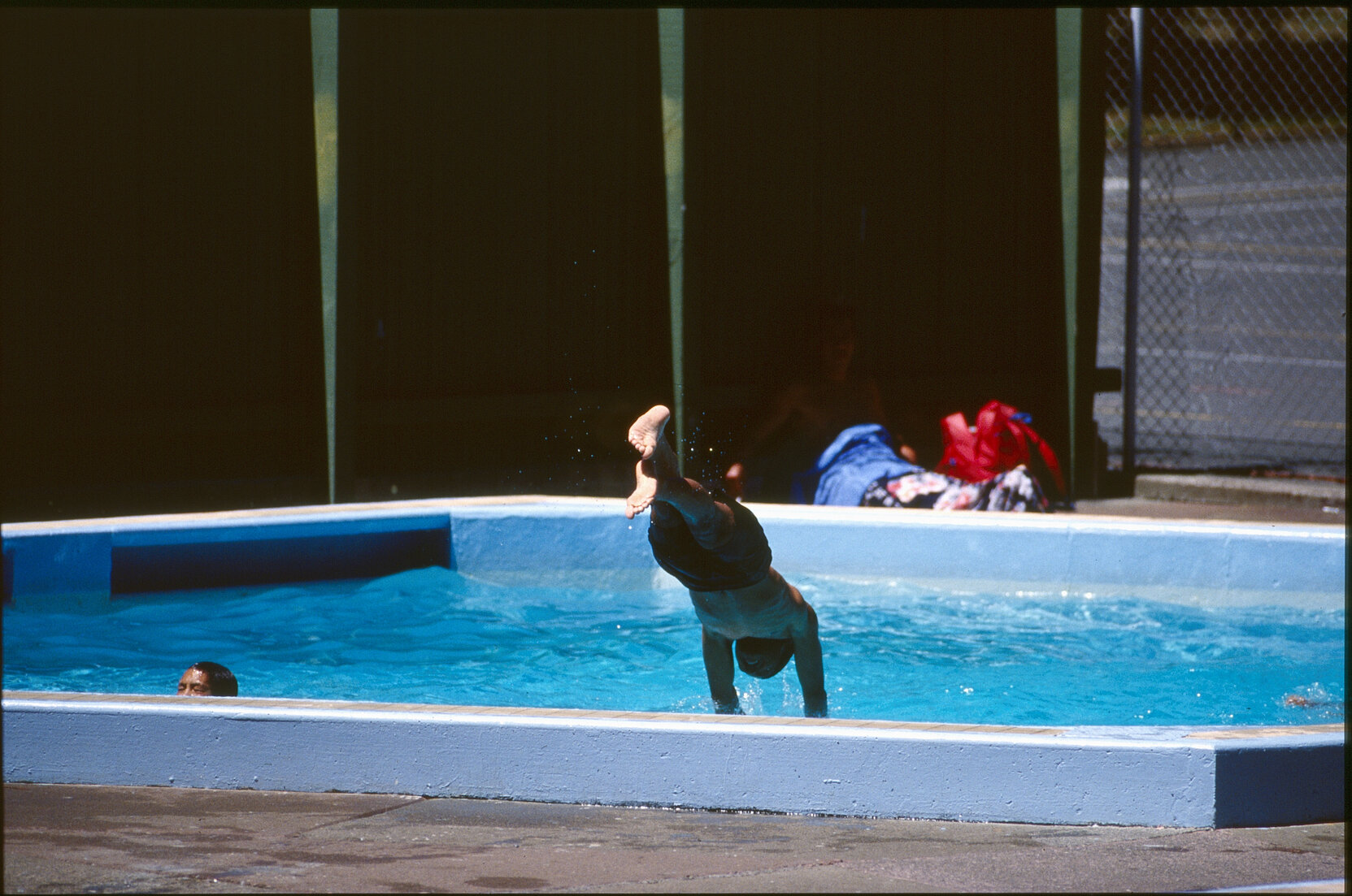 Wellington East Girls College swimming pool, children playing