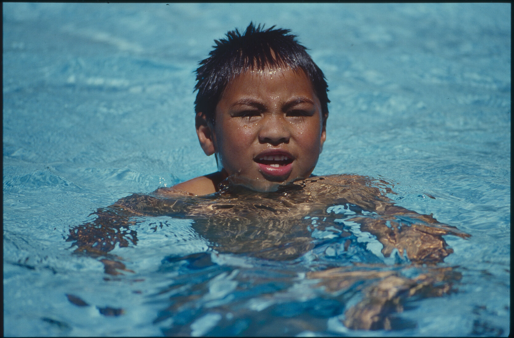 Wellington East Girls College swimming pool, children playing