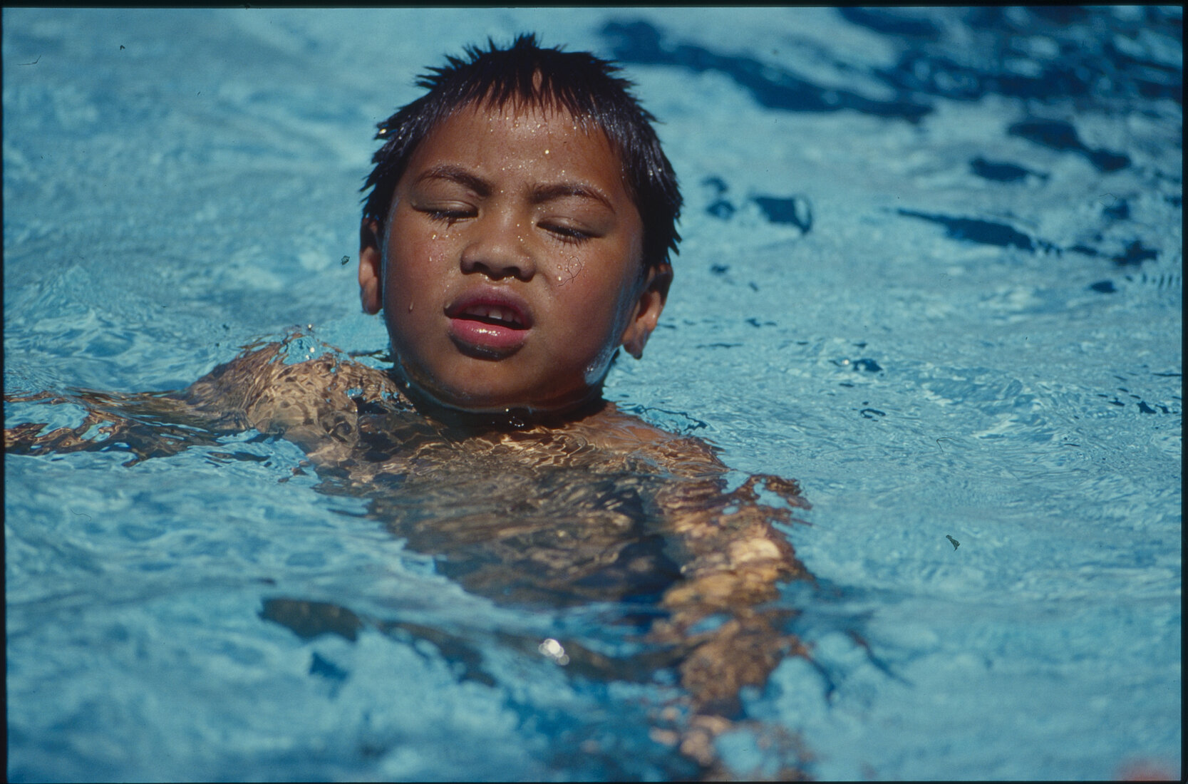 Wellington East Girls College swimming pool, children playing
