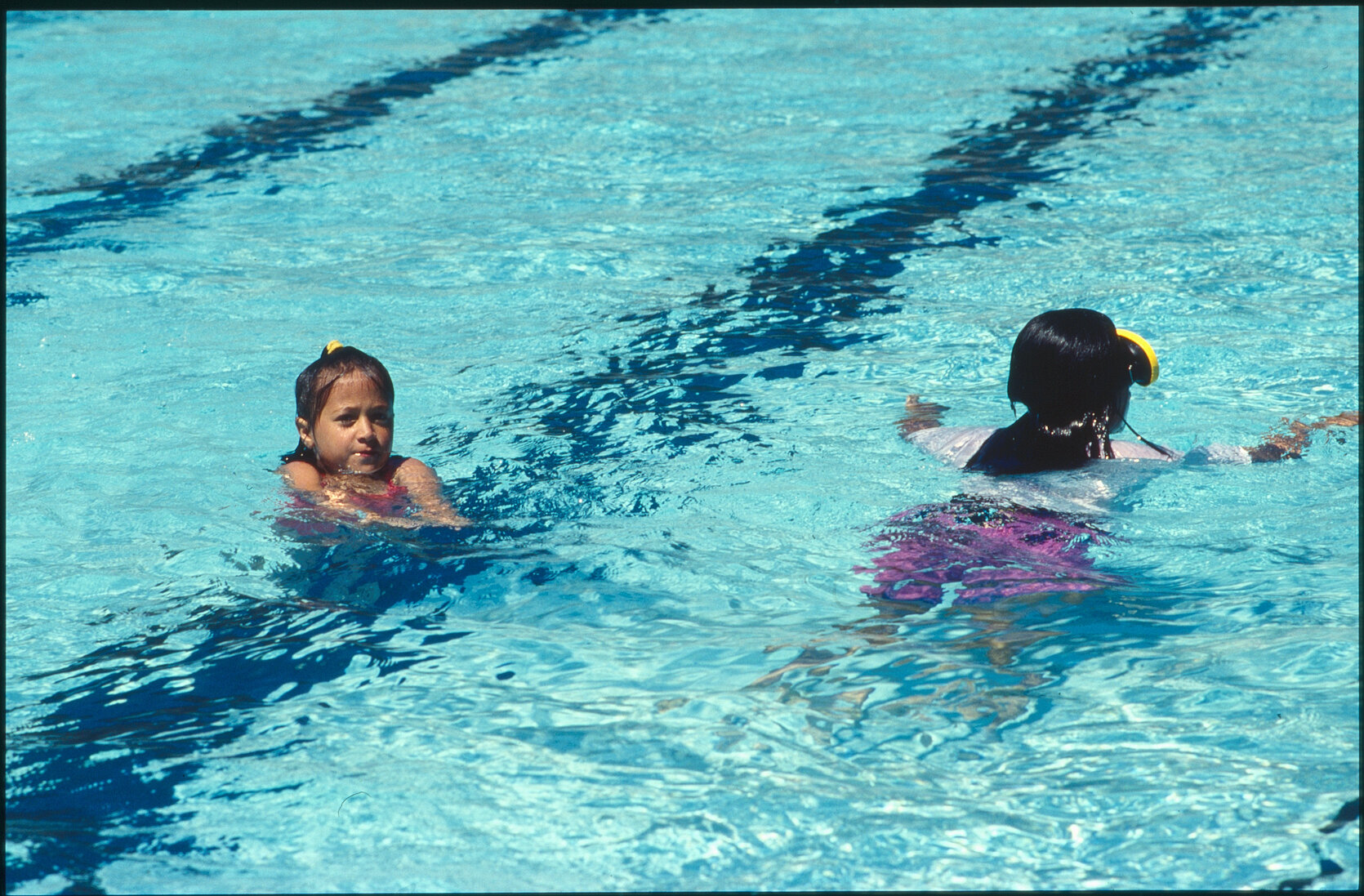 Wellington East Girls College swimming pool, children playing