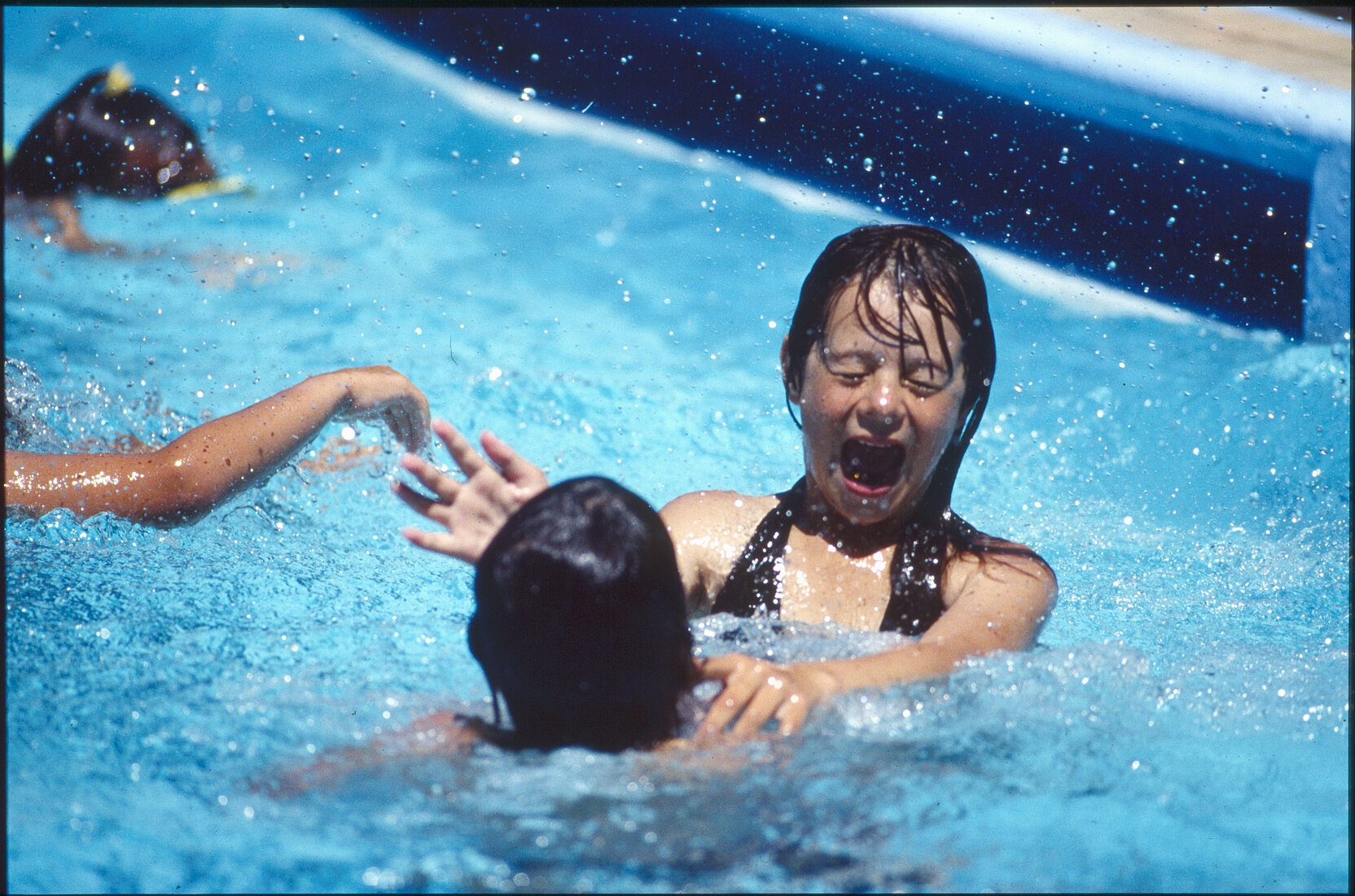 Wellington East Girls College swimming pool, children playing