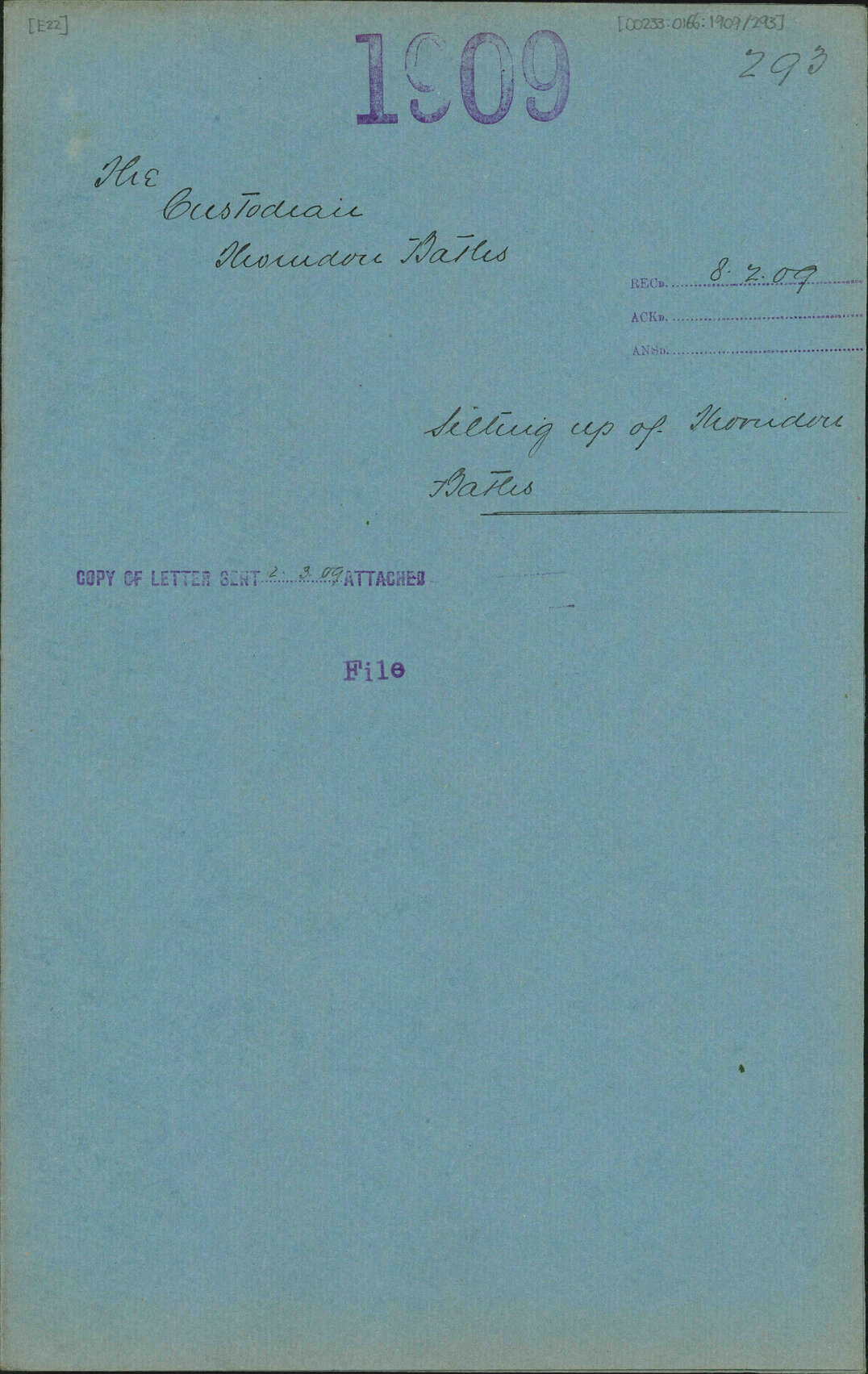 Silting up of Thorndon Baths - Custodian, Thorndon Baths