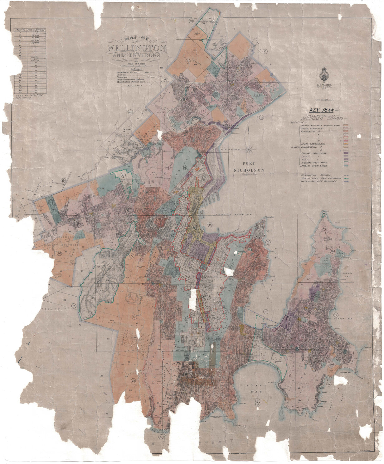 Wellington City Council Zoning Scheme 1946, index to maps