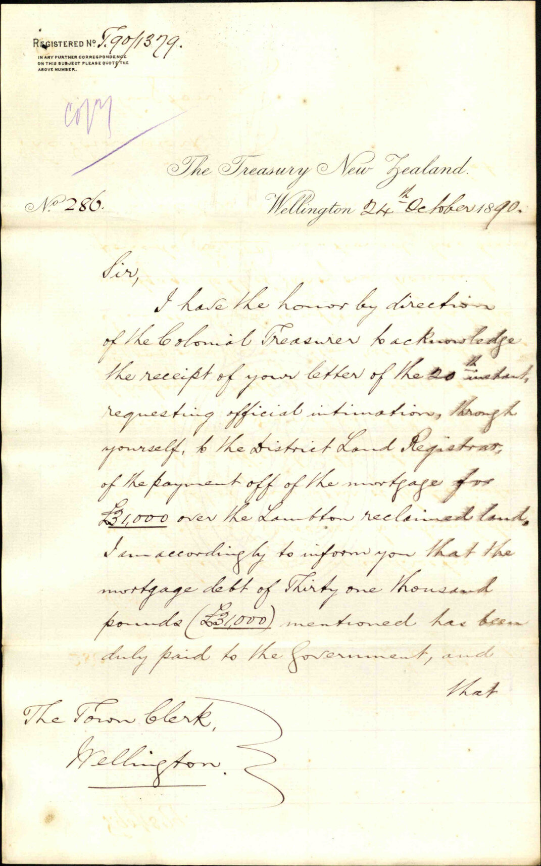 Lambton reclaimed land - Treasury