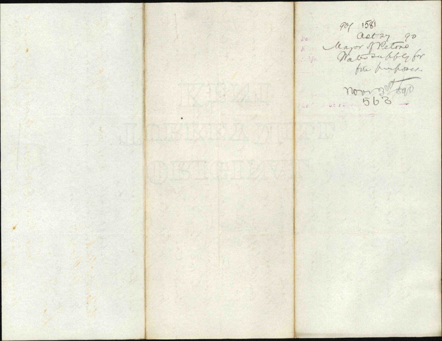 Water supple for fire purposes - Mayor of Petone