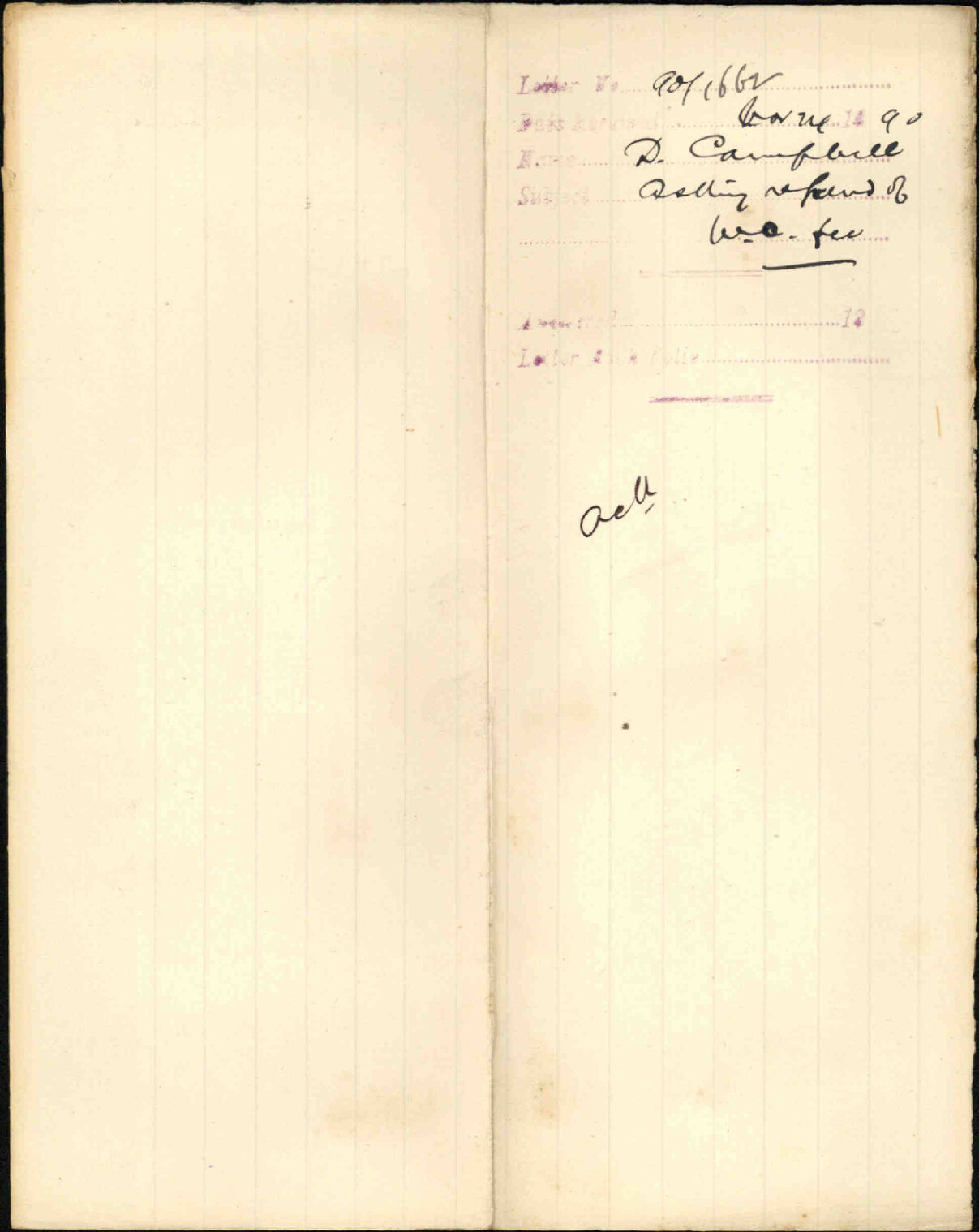 Asking refund of water closet fee - D Campbell