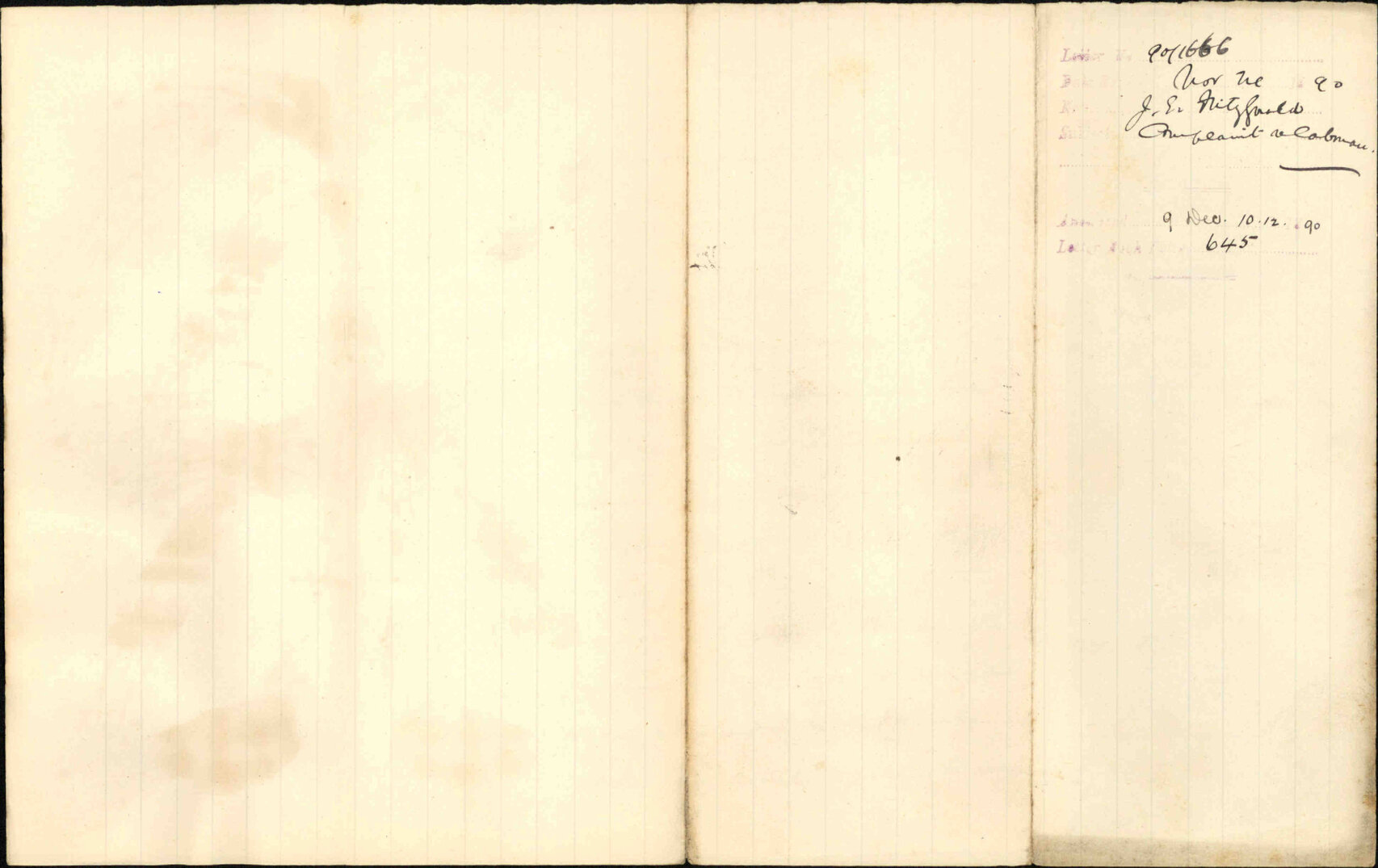 Complaint regarding cabman - J E Fitzgerald