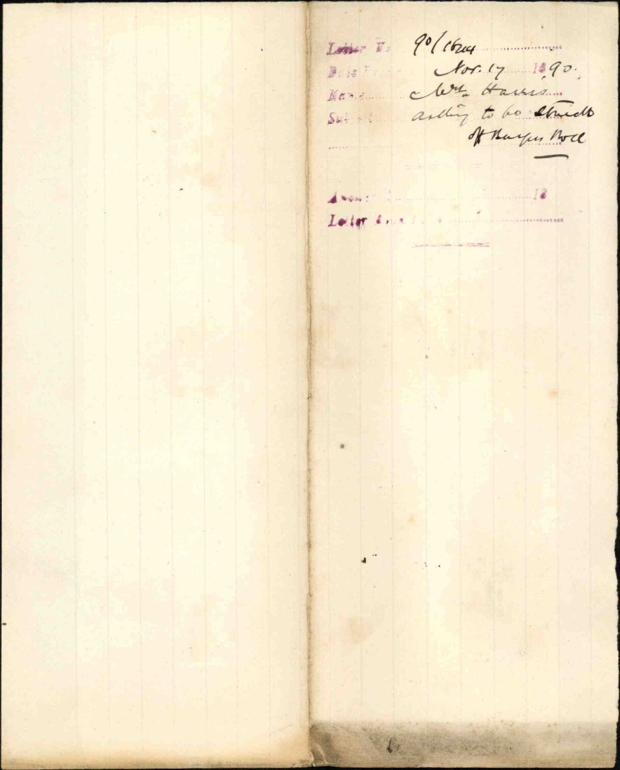 Asking to be struck off the Burgess Roll - A Harris