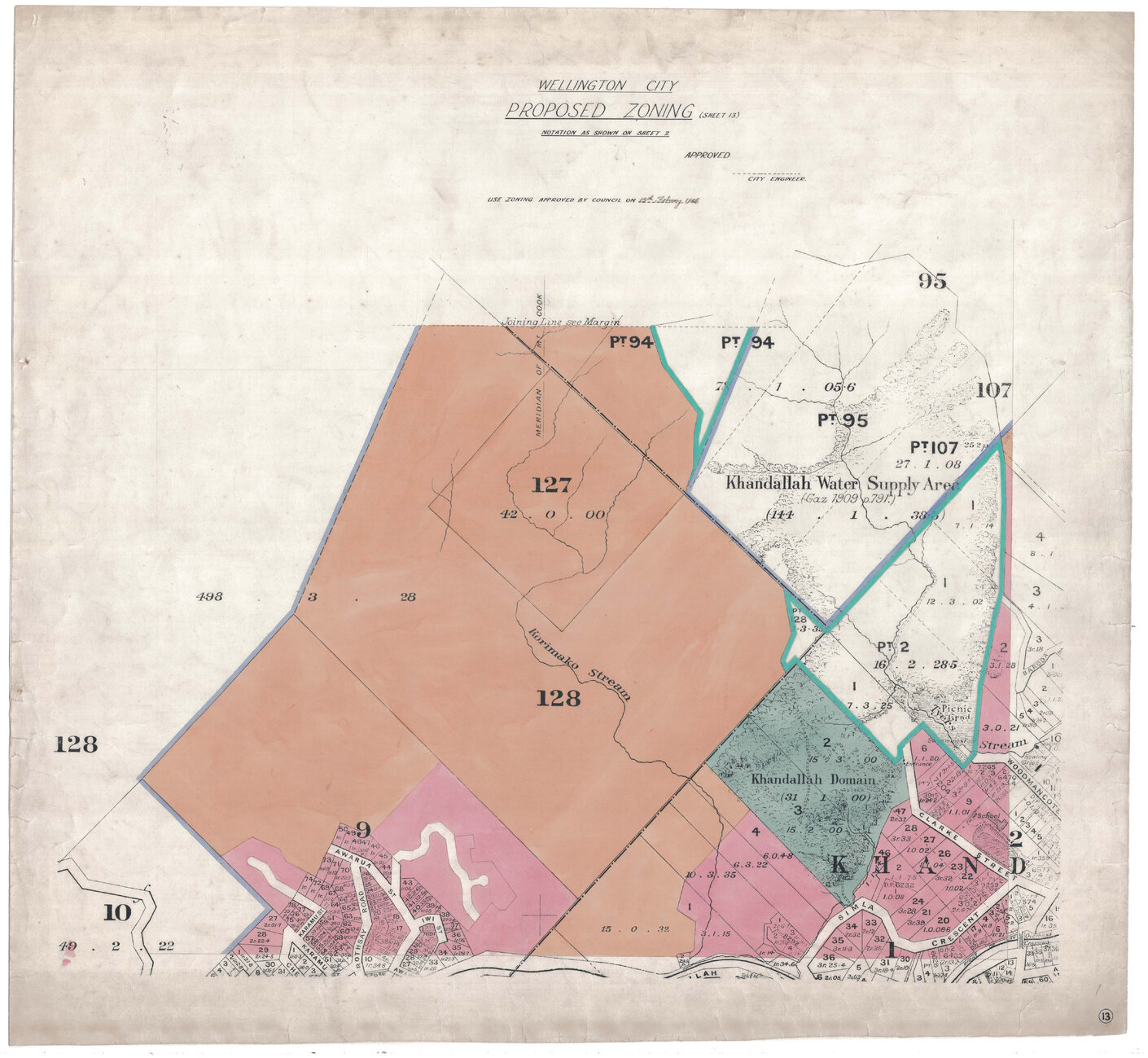 Wellington City Council Zoning Scheme 1946, map 13