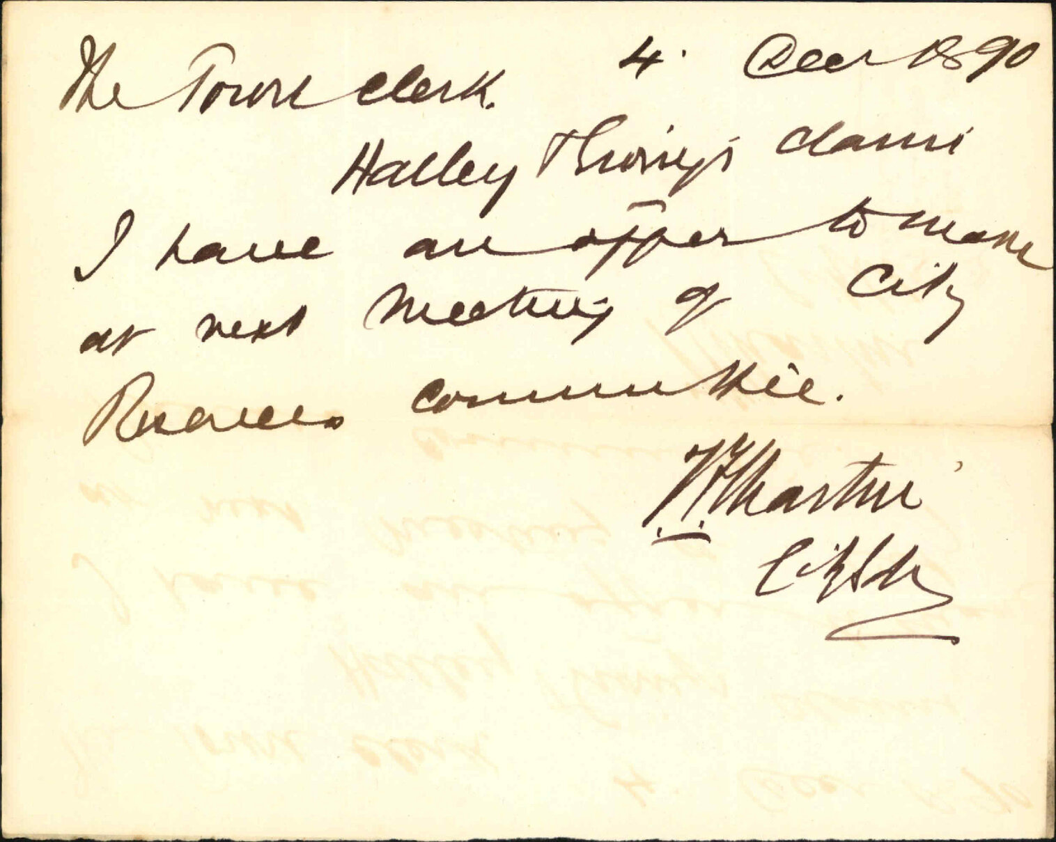Halley and Ewing's claim - City Solicitor