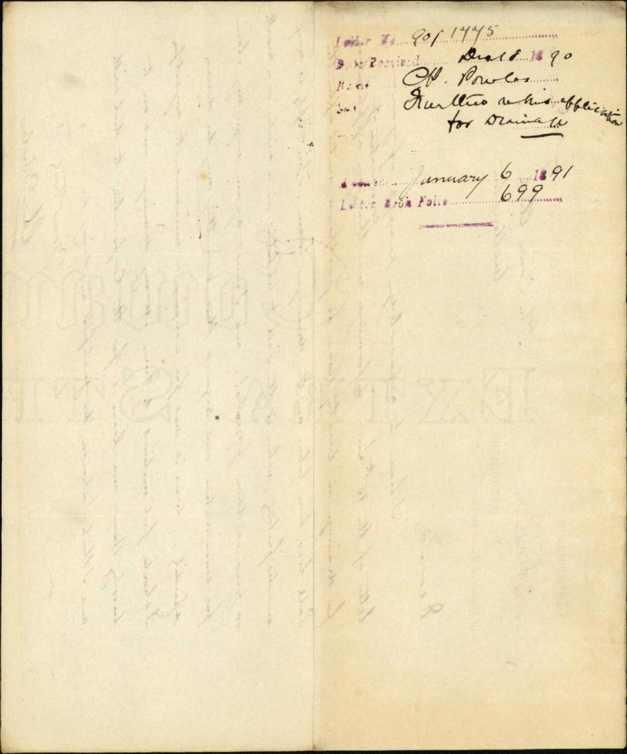Further regarding his application for drainage - C P Powles