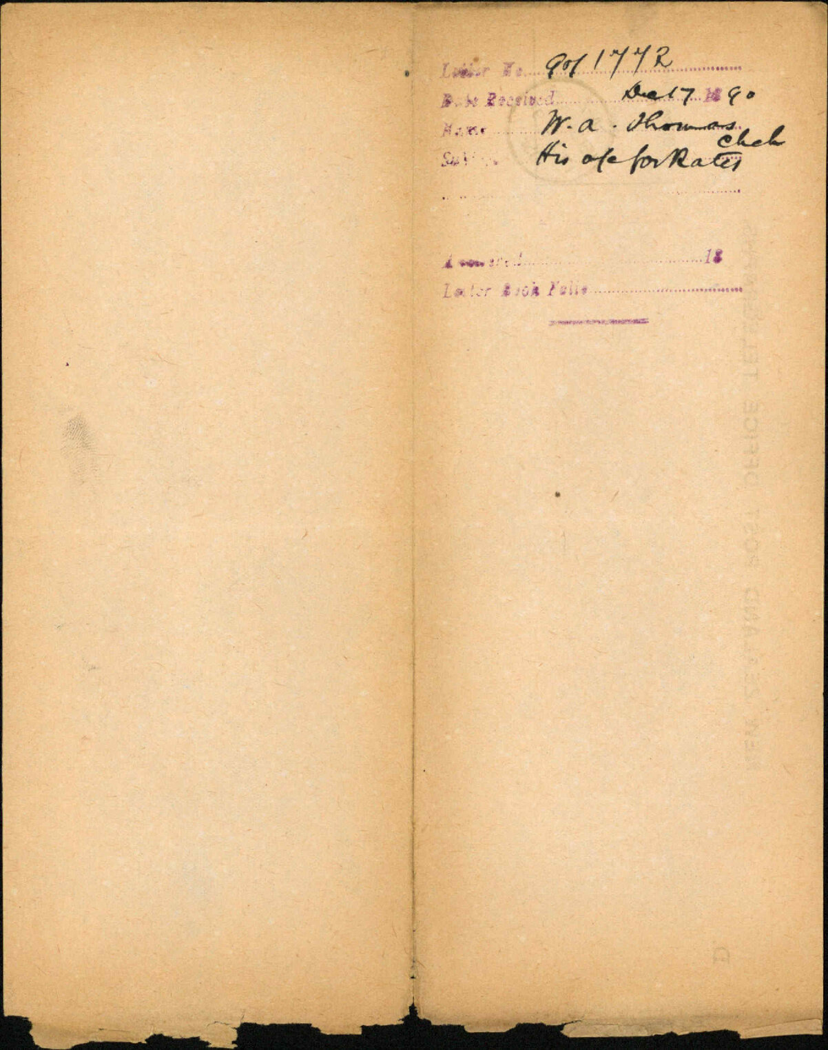 His account for rates - W A Thomas, Christchurch